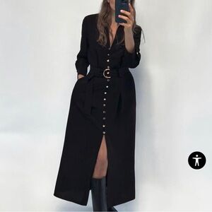 Brand new black maxi Zara dress with gold buttons